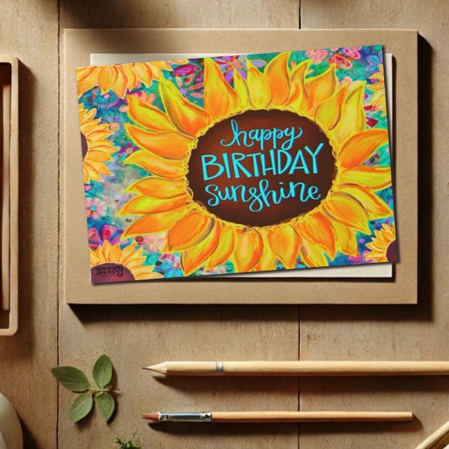 Happy Birthday Sunshine Schöne Trendy Hübsch Karte (Von Creator hochgeladen)