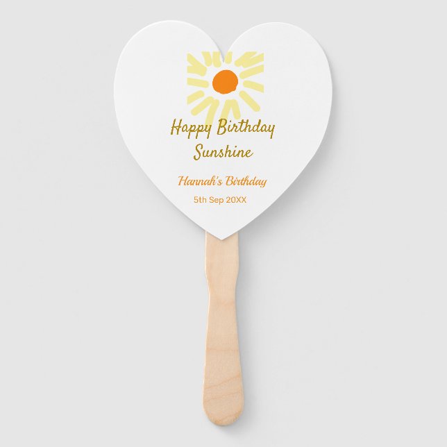 Happy birthday sunshine yellow orange birthday boh fächer (Vorderseite)