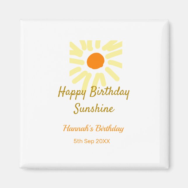 Happy birthday sunshine yellow orange birthday boh magnet (Vorne)