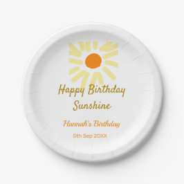 Happy birthday sunshine yellow orange birthday boh pappteller
