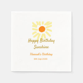 Happy birthday sunshine yellow orange birthday boh serviette