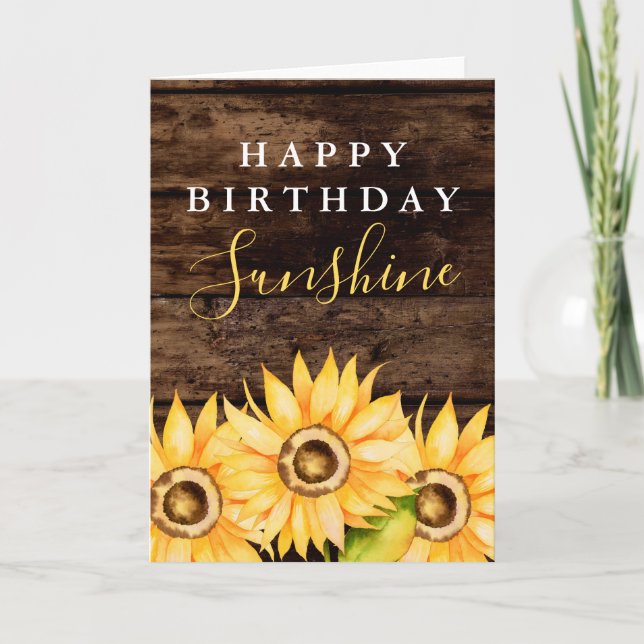 Happy Birthday Sunshine Yellow Sunflower Karte (Vorderseite)