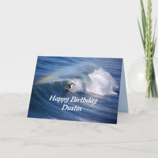 Happy Birthday Surfer mit Regenbogen Karte