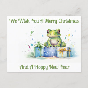 Happy Birthday Süßer grüner Frosch mit eingepackte Postkarte