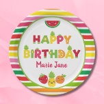 Happy Birthday Süßobst Pappteller<br><div class="desc">Kawaii-Party</div>