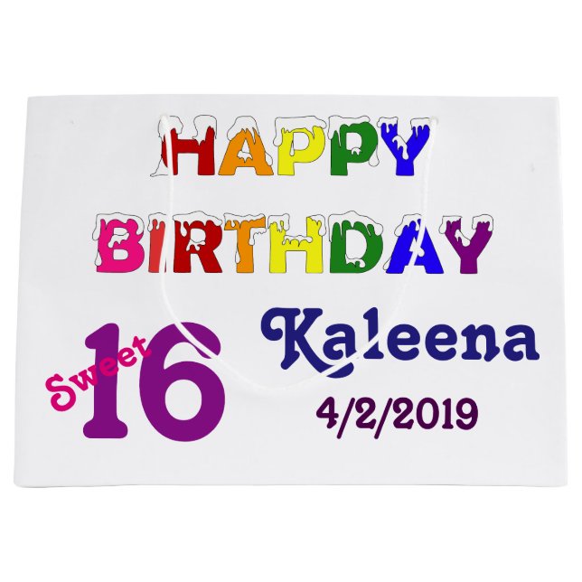 Happy Birthday Sweet 16 Große Geschenktüte (Vorderseite)