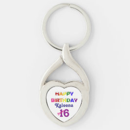 Happy Birthday Sweet 16 mit ihrem Namen Schlüsselanhänger