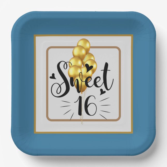 Happy Birthday Sweet 16 Paper Tellers Pappteller (Vorderseite)