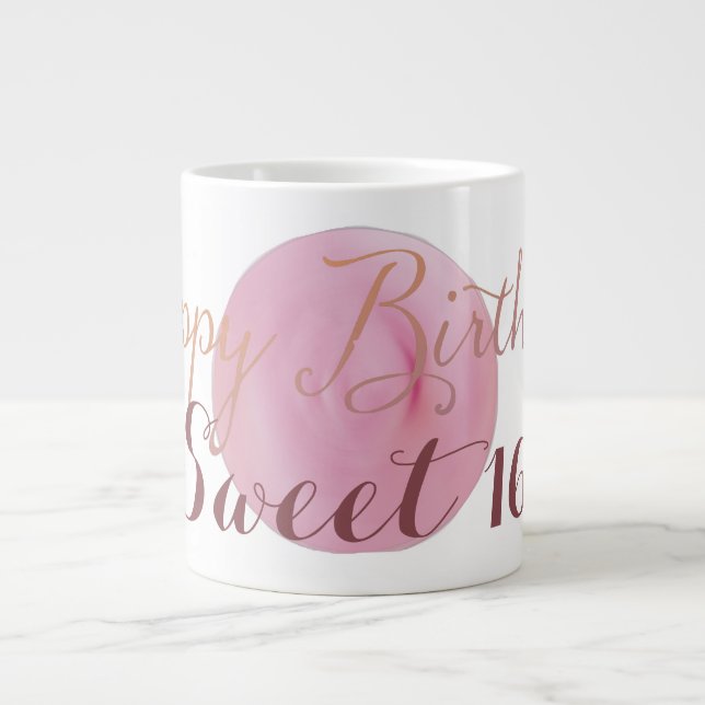 Happy Birthday Sweet as Pink Icing 16 Jumbo-Tasse (Vorderseite)