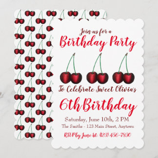 Happy Birthday Sweet Cherry Kirschen Früchte Print Einladung