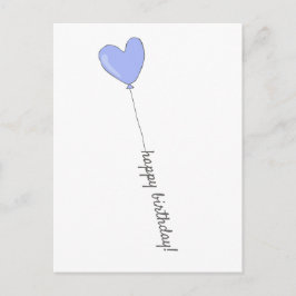 Happy Birthday - Sweet Lilac Heart Shaped Balloon Postkarte