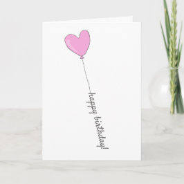 Happy Birthday - Sweet Pink Heart Shaped Balloon Karte