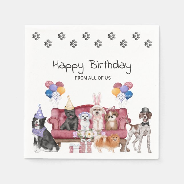 Happy Birthday Sweet Puppies Serviette (Vorderseite)