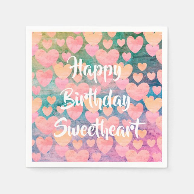 Happy Birthday Sweetheart Party Napkins Serviette (Vorderseite)