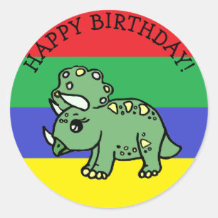 Happy Birthday T-Rex Dinosaur Runder Aufkleber