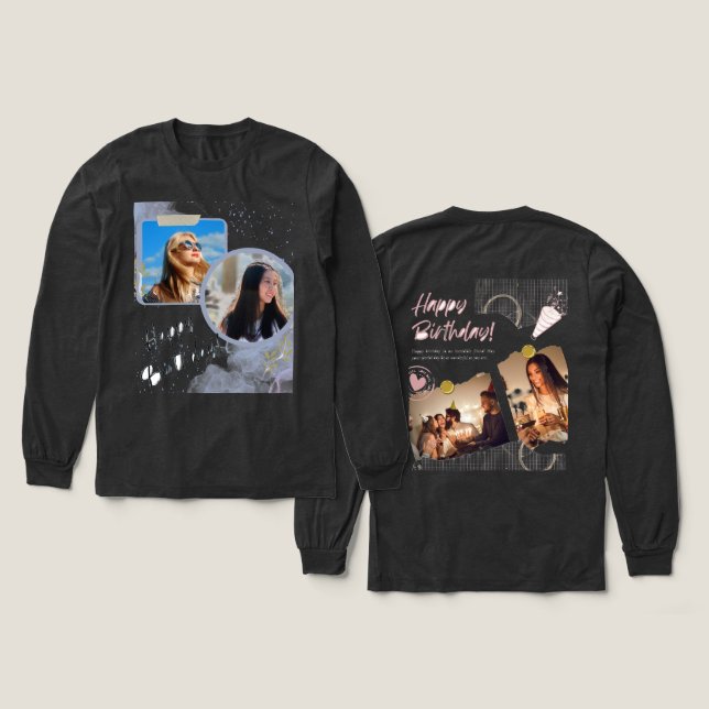 Happy Birthday T - Shirt (Design Vorderseite & Rückseite)