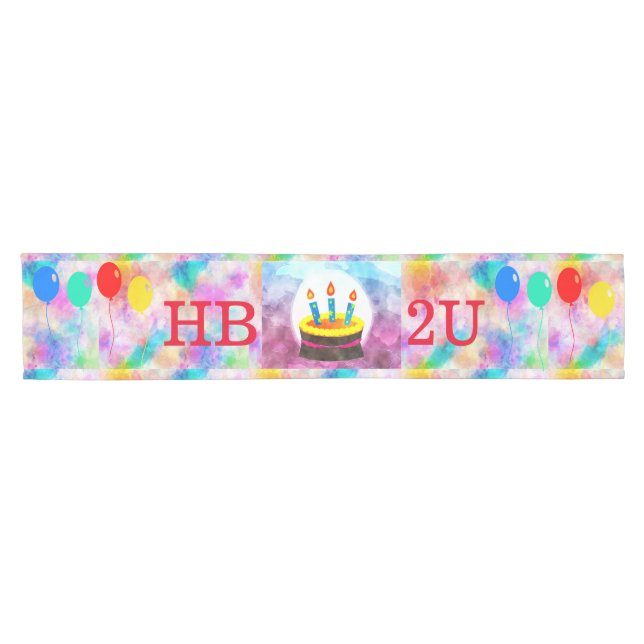 Happy Birthday Table Runner Kurzer Tischläufer (Horizontal)