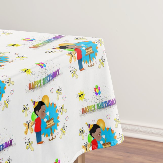 Happy Birthday Tablecloth African Boy Mushrooms Tischdecke (Beispiel)