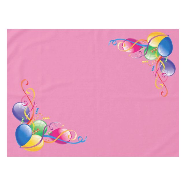 Happy Birthday Tablecloth Balloons Pink Tischdecke (Vorderseite (Horizontal))