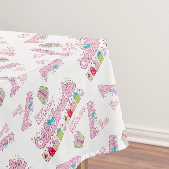 Happy Birthday Tablecloth Celebrate Pink Tischdecke (Beispiel)