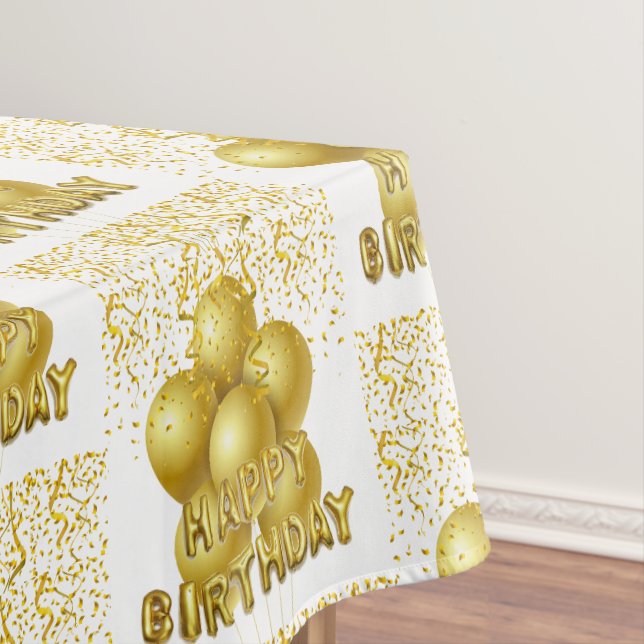 Happy Birthday Tablecloth Gold Confetti Tischdecke (Beispiel)