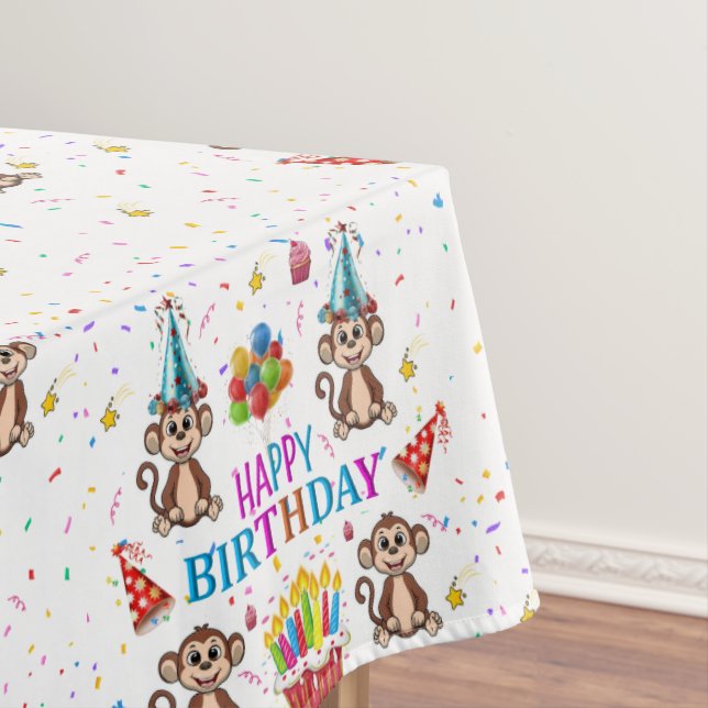 Happy Birthday Tablecloth Monkey Confetti Cupcake  Tischdecke (Beispiel)