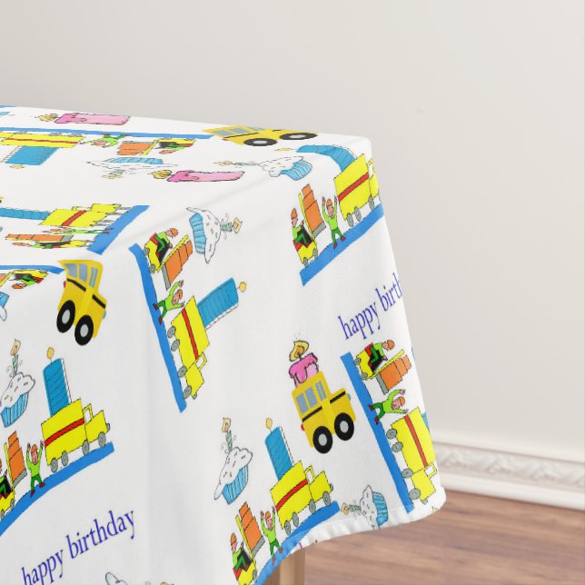 Happy Birthday Tablecloth Trucks Bus Tischdecke (Beispiel)