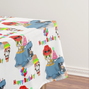 Happy Birthday Tableclout Hippopotamus Tischdecke