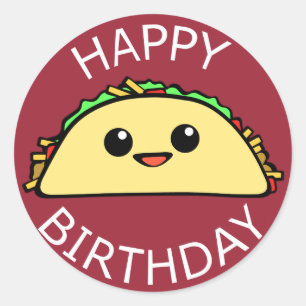 Happy Birthday Taco Runder Aufkleber