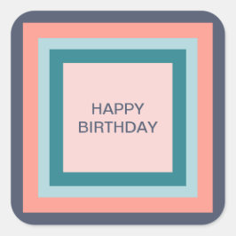 Happy Birthday Tags, Beachy Color Palette Quadrate Quadratischer Aufkleber