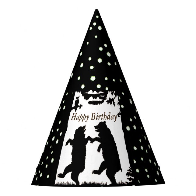 Happy Birthday tanzen Black Bars White Polka Dot Partyhütchen (Vorderseite)