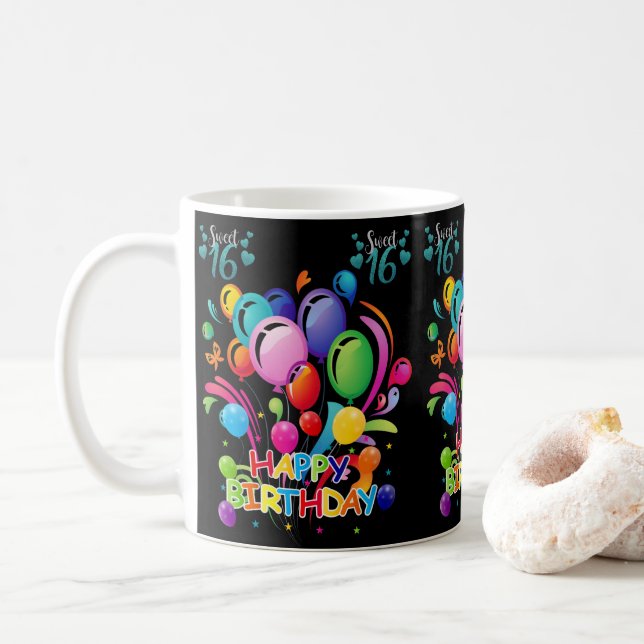 Happy Birthday Tasse 16 . Geburtstag (Mit Donut)