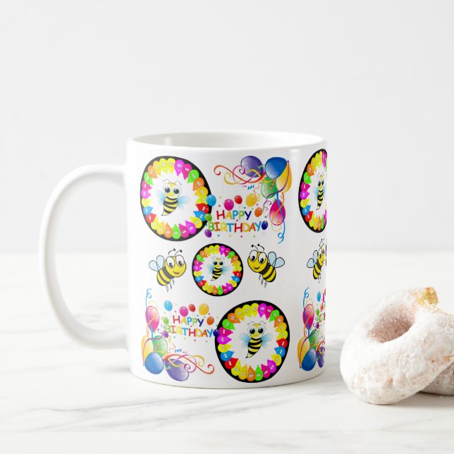 Happy Birthday Tasse Balloons Bumblebee (Mit Donut)