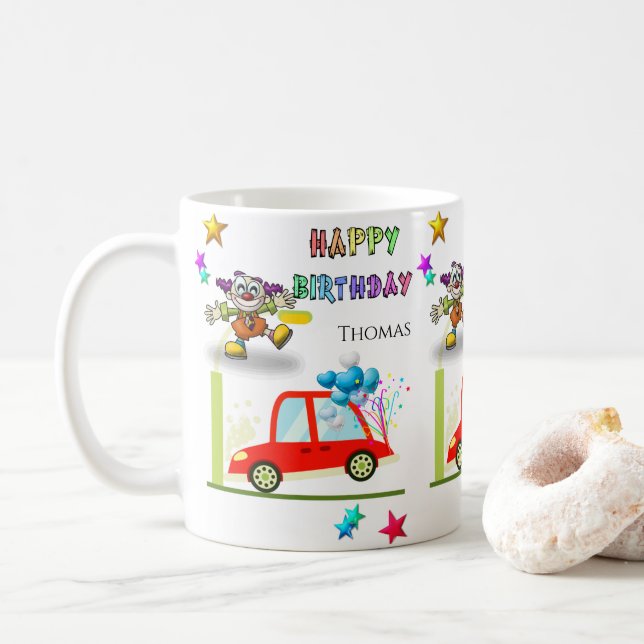 Happy Birthday Tasse Clown Car (Mit Donut)