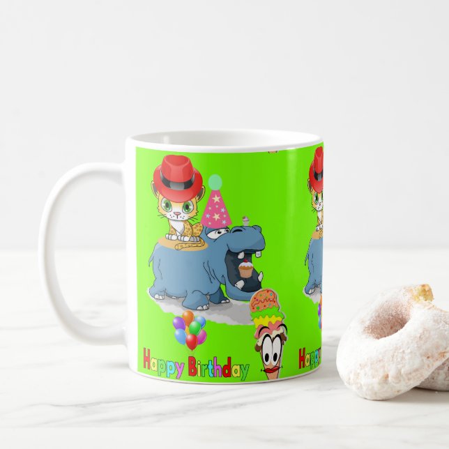 Happy Birthday Tasse Hippopotamus (Mit Donut)