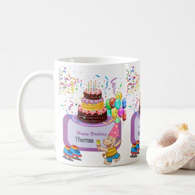 Happy Birthday Tasse Hippopotamus (Mit Donut)