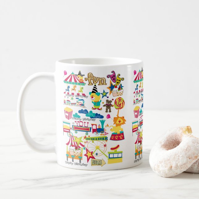 Happy Birthday Tasse Karneval Circus (Mit Donut)