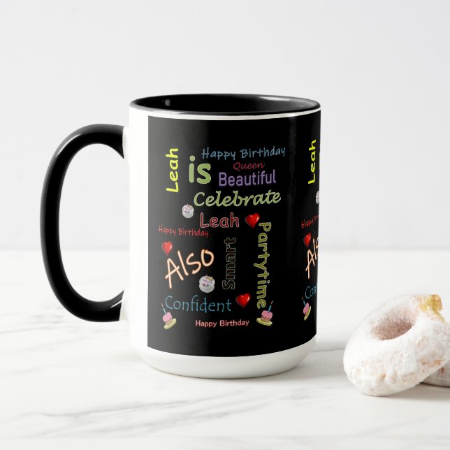 Happy Birthday Tasse Leah (Mit Donut)