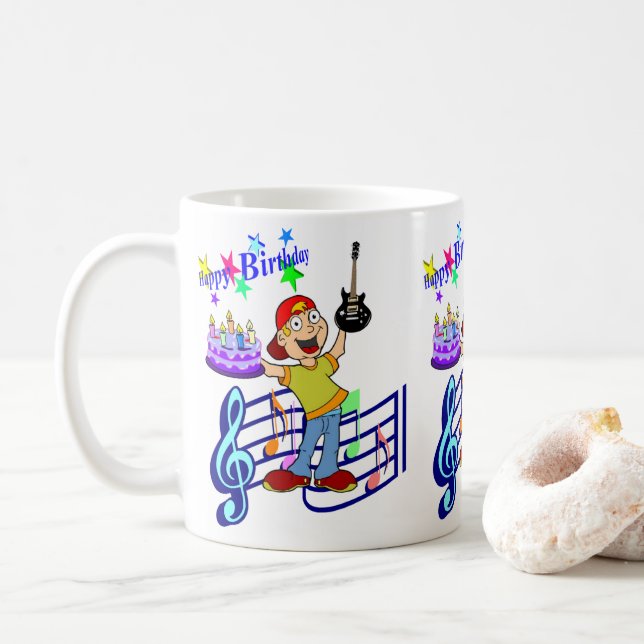 Happy Birthday Tasse Musician Gitarre (Mit Donut)