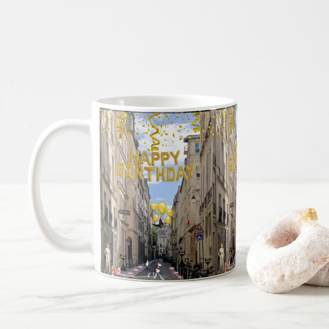 Happy Birthday Tasse Paris Frankreich (Mit Donut)