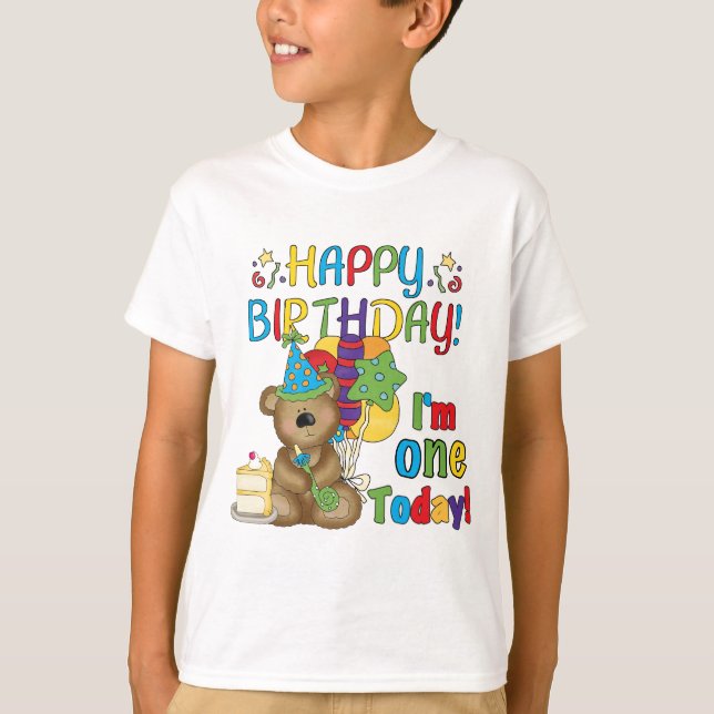 Happy Birthday Teddy Bär 1. T - Shirt und Geschenk (Vorderseite)