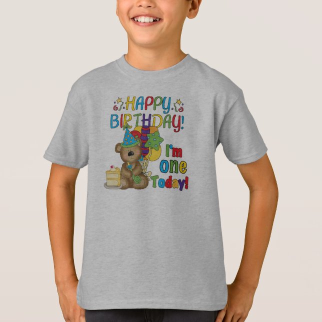 Happy Birthday Teddy Bär 1. T - Shirt und Geschenk (Vorderseite)