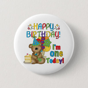 Happy Birthday Teddy Bär 1. T - Shirt und Geschenk Button
