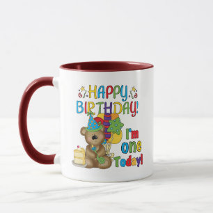 Happy Birthday Teddy Bär 1. T - Shirt und Geschenk Tasse