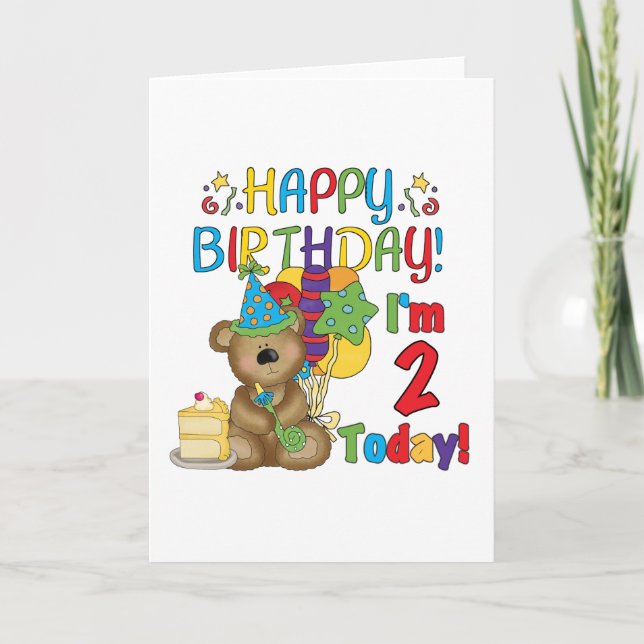 Happy Birthday Teddy Bear 2. Geburtstag Karte (Vorderseite)