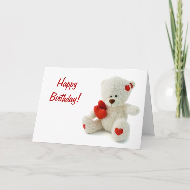 Happy Birthday Teddy Bear Grußkarte Karte (Vorderseite)