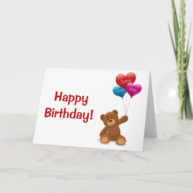 Happy Birthday Teddy Bear Grußkarte Karte (Vorderseite)