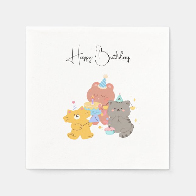 Happy Birthday Teddy Bears Serviette (Vorderseite)