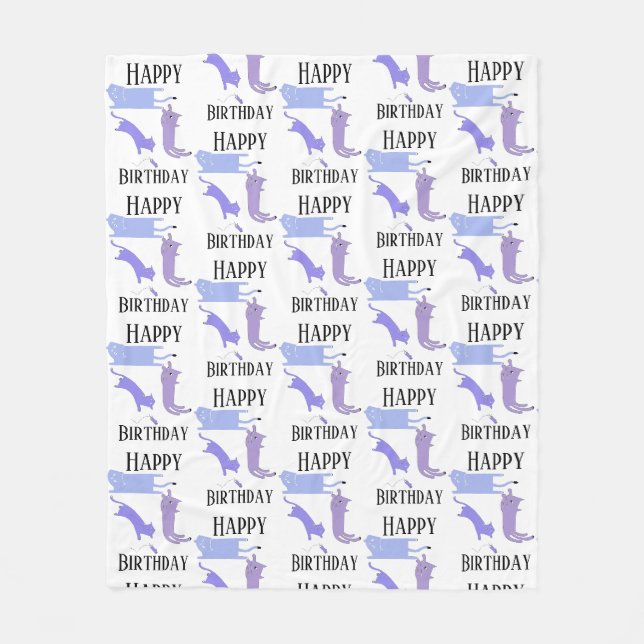 Happy Birthday Template Funny Cats Fleecedecke (Vorderseite)