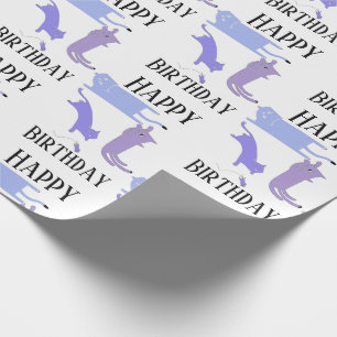 Happy Birthday Template Funny Cats Wrapping Paper Geschenkpapier
